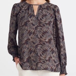 Stitch Fix x Nine Britton Spencer Keyhole Leaf Print Blouse Size Medium NWT